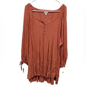 Sz 1x ribbed henley baby doll top